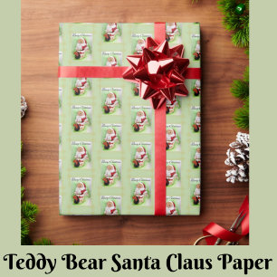 Papier Cadeau Papier d'enveloppement d'ours en peluche père Noël