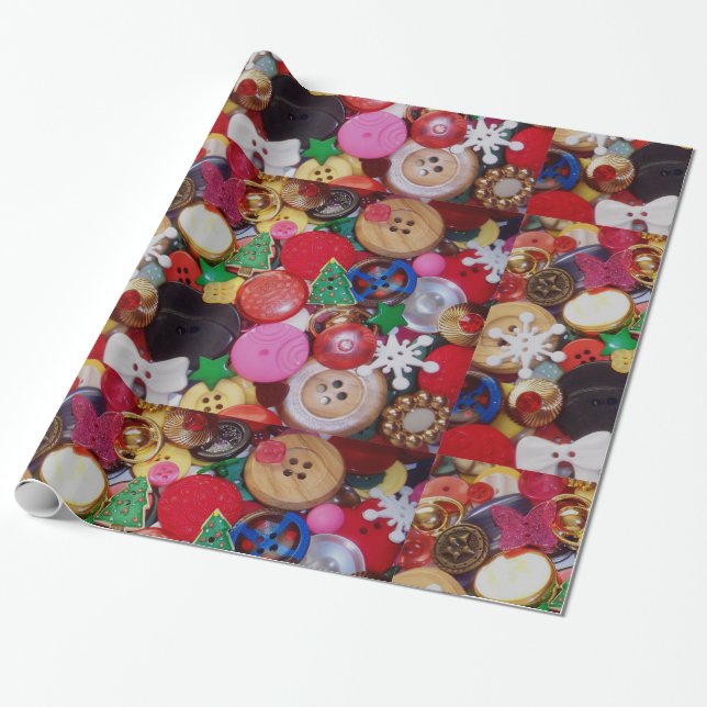 Papier Cadeau Papier d'enveloppement du bouton de Noël (Déroulé)