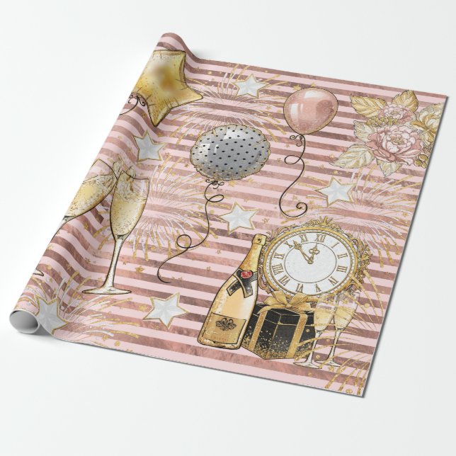 Papier Cadeau Papier d'enveloppement du parti du Nouvel An (Déroulé)