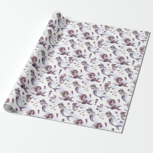 Papier Cadeau Papier d'enveloppement du thème Mignonne sirène