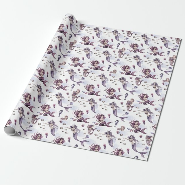 Papier Cadeau Papier d'enveloppement du thème Mignonne sirène (Déroulé)