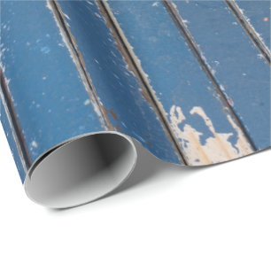 Papier Cadeau Papier d'enveloppement en bois bleu rustique