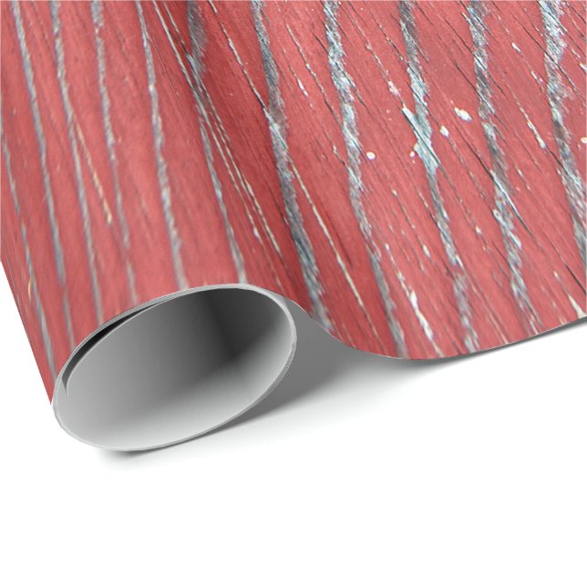 Papier Cadeau Papier d'enveloppement en bois de grange rouge (Coin rond)
