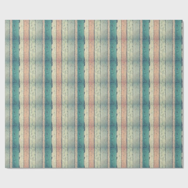 Papier Cadeau Papier d'enveloppement en bois rose et bleu rustiq (Plat)