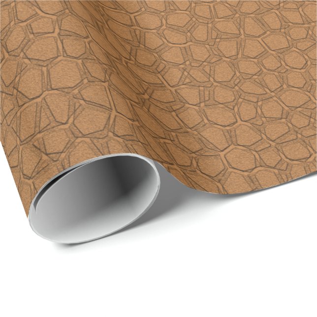 Papier Cadeau Papier d'enveloppement en cuir Brown (Coin rond)