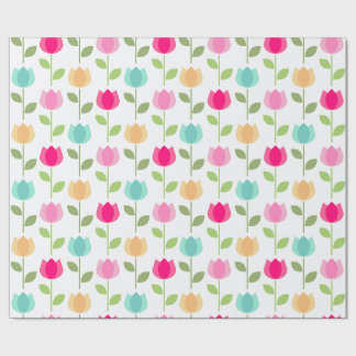 Papier Cadeau Papier d'enveloppement en fleurs de tulipes vives