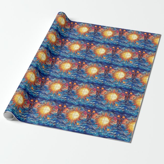Papier Cadeau Papier d'enveloppement en verre feuilleté céleste (Déroulé)