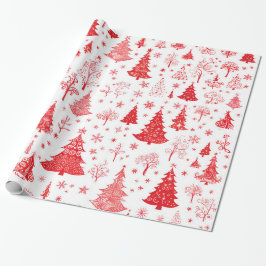 Papier Cadeau Papier d'enveloppement Festive Red Christmas Tree