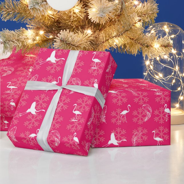 Papier Cadeau Papier d'enveloppement Flamants roses de vacances  (Vacances)