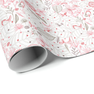 Papier Cadeau Papier d'enveloppement floral à floraison douce