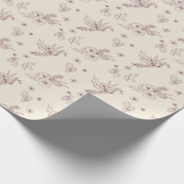 Papier Cadeau Papier d'enveloppement floral au crayon moderne