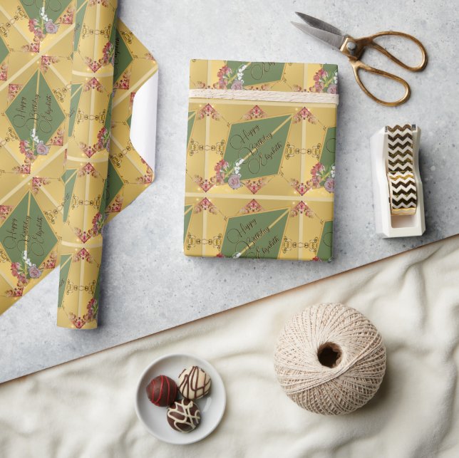 Papier Cadeau Papier d'enveloppement floral d'anniversaire (Artisanat)