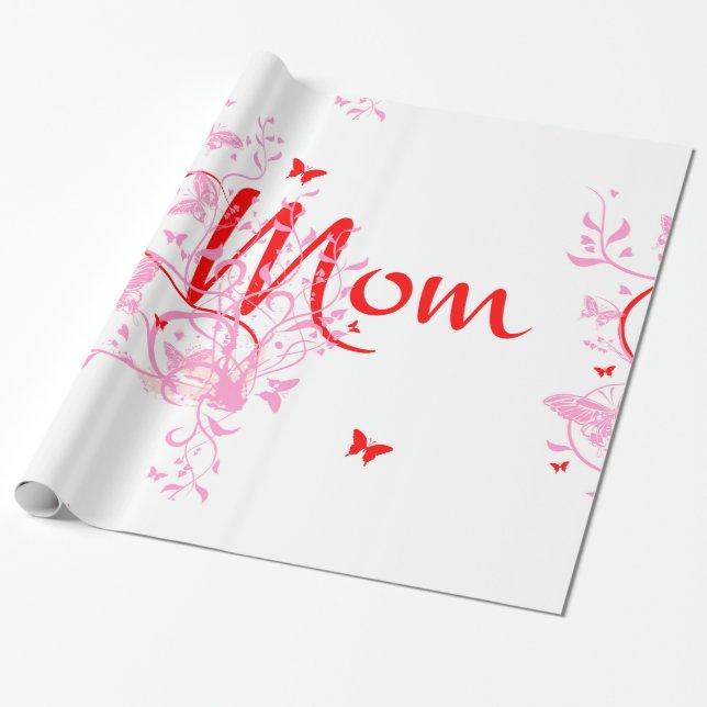 Papier Cadeau Papier d'enveloppement Floral Maman (Déroulé)