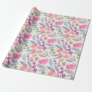 Papier Cadeau Papier d'enveloppement floral Pastel Aquarelle