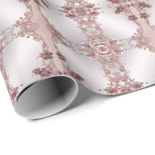 Papier Cadeau Papier d'enveloppement floral rose