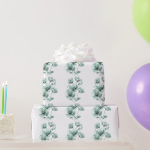 Papier Cadeau Papier d'enveloppement floral turquoise clair