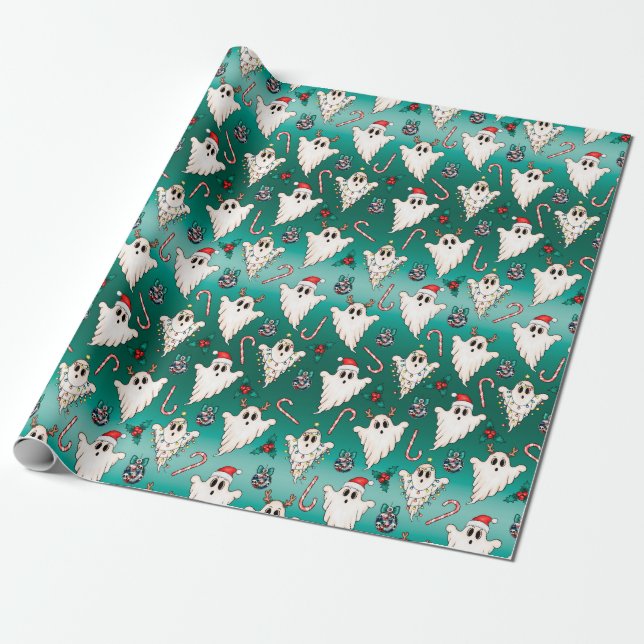 Papier Cadeau Papier d'enveloppement gothique Fantôme de Noël ve (Déroulé)