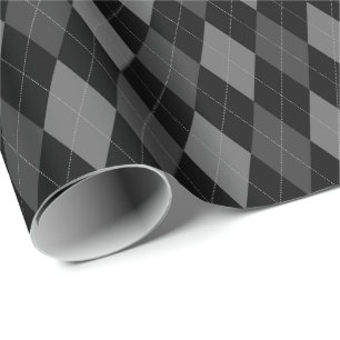 Papier Cadeau Papier d'enveloppement grand gris et Jacquard noir