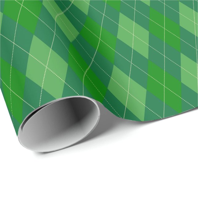 Papier Cadeau Papier d'enveloppement grand Jacquard aux tons ver (Coin rond)