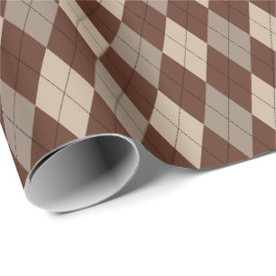 Papier Cadeau Papier d'enveloppement grand Jacquard beige et Bro