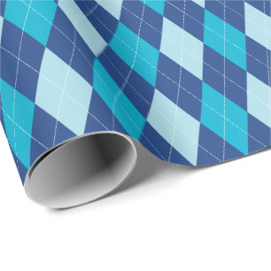 Papier Cadeau Papier d'enveloppement grand Jacquard bleu