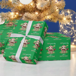 Papier Cadeau Papier d'enveloppement Grateful Heart Sloth