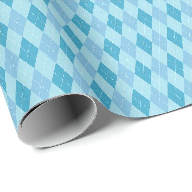 Papier Cadeau Papier d'enveloppement Jacquard aux tons bleus (Coin rond)