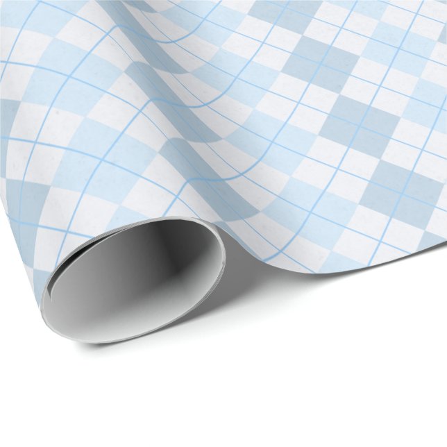 Papier Cadeau Papier d'enveloppement Jacquard bleu poudre (Coin rond)