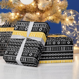 Papier Cadeau Papier d'enveloppement Jaune Et Noir Moderne En Bo
