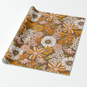 Papier Cadeau Papier d'enveloppement les années 70 floral rétro
