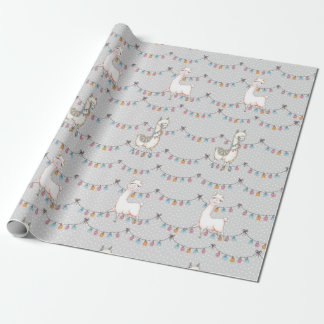 Papier Cadeau Papier d'enveloppement Llama Party