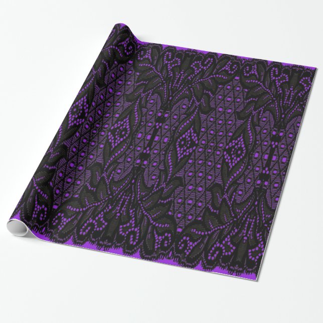 Papier Cadeau Papier d'enveloppement Lolita Goth en dentelle noi (Déroulé)