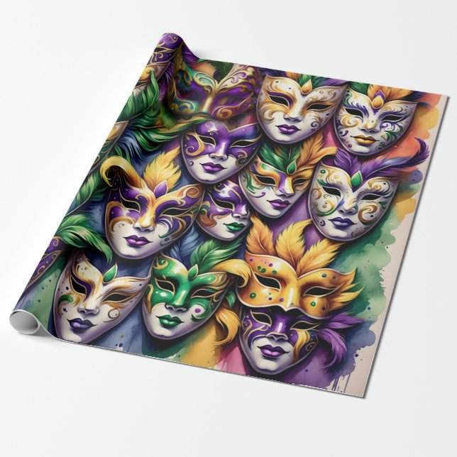Papier Cadeau Papier d'enveloppement Mardi Gras (Déroulé)