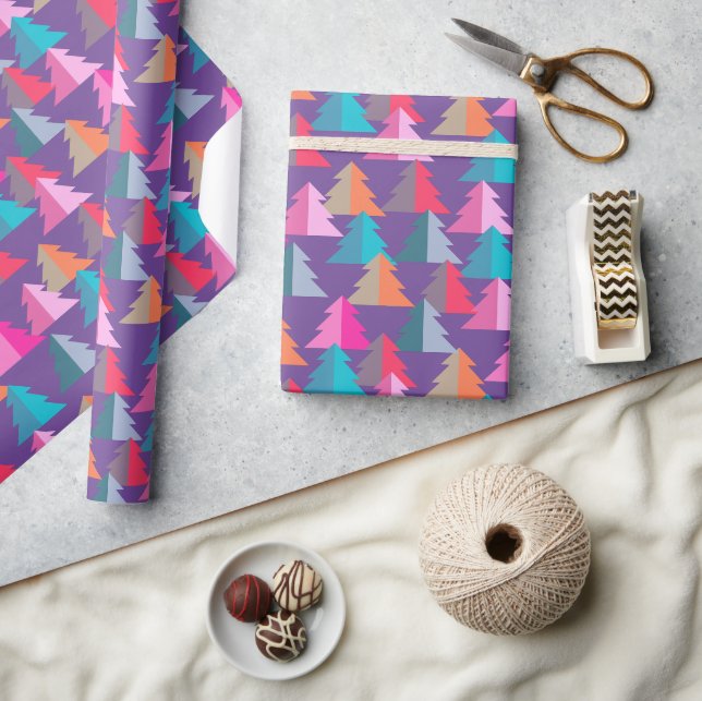 Papier Cadeau Papier d'enveloppement mauve de Noël géométrique (Artisanat)