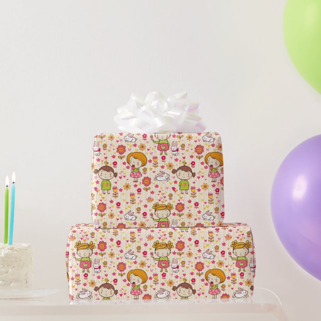Papier Cadeau Papier d'enveloppement mignon pour petite fille (Cadeaux de fête)