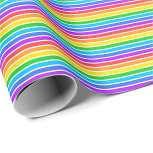 Papier Cadeau Papier d'enveloppement mince arc-en-ciel et blanc