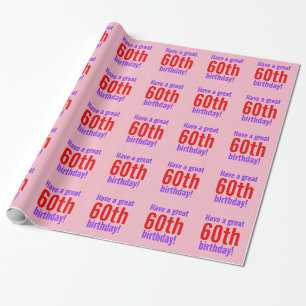 Papier Cadeau Papier d'enveloppement minimal, rose, 60e annivers