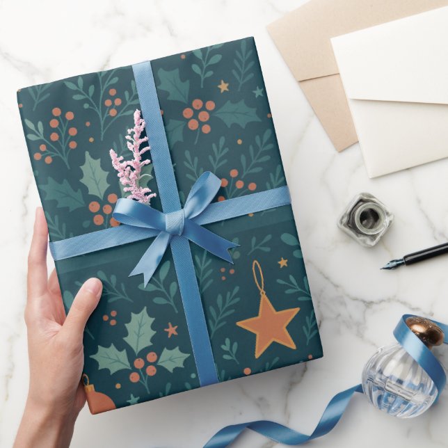 Papier Cadeau Papier d'enveloppement moderne de Noël - tendance  (Cadeaux)