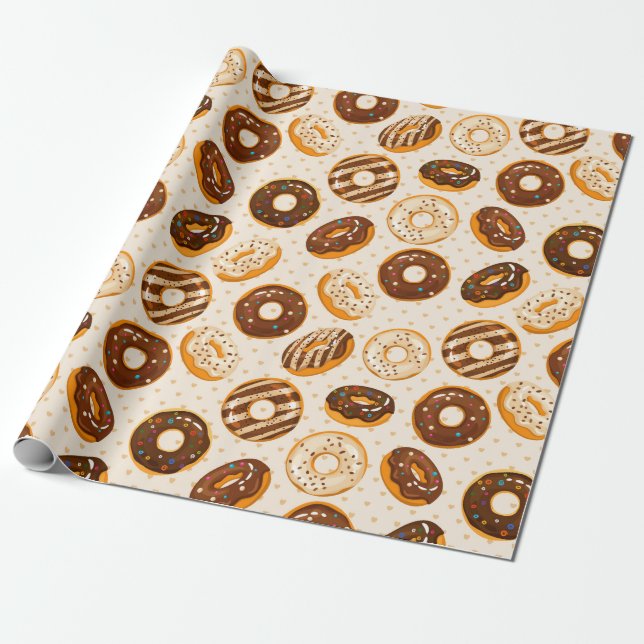 Papier Cadeau Papier d'enveloppement Motif à Donut (Déroulé)