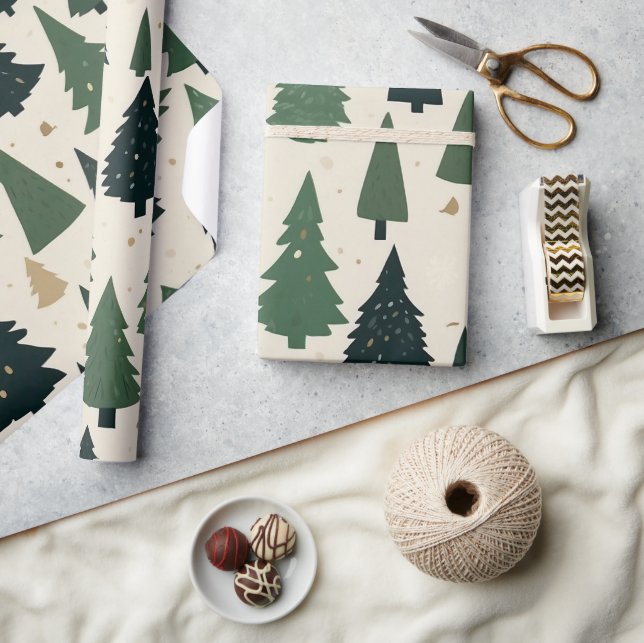Papier Cadeau Papier d'enveloppement Motif de l'Arbre de Noël mi (Artisanat)
