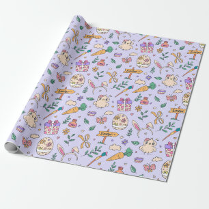 Papier Cadeau Papier d'enveloppement Motif de Pâques mignon