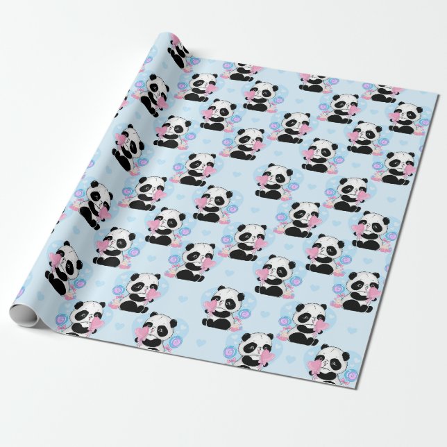 Papier Cadeau Papier d'enveloppement Motif Panda (Déroulé)