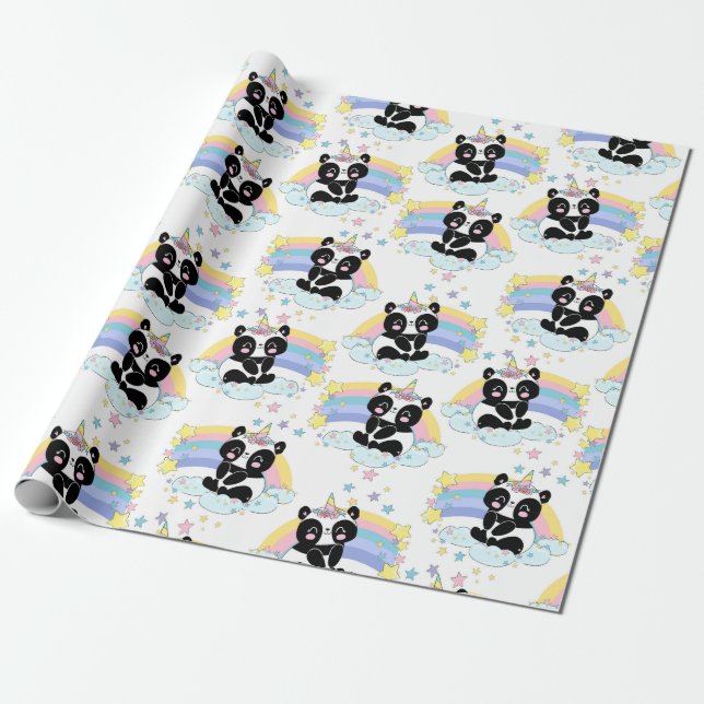 Papier Cadeau Papier d'enveloppement Motif Panda (Déroulé)