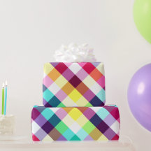 Papier d'enveloppement Motif Plaid Rainbow Funky
