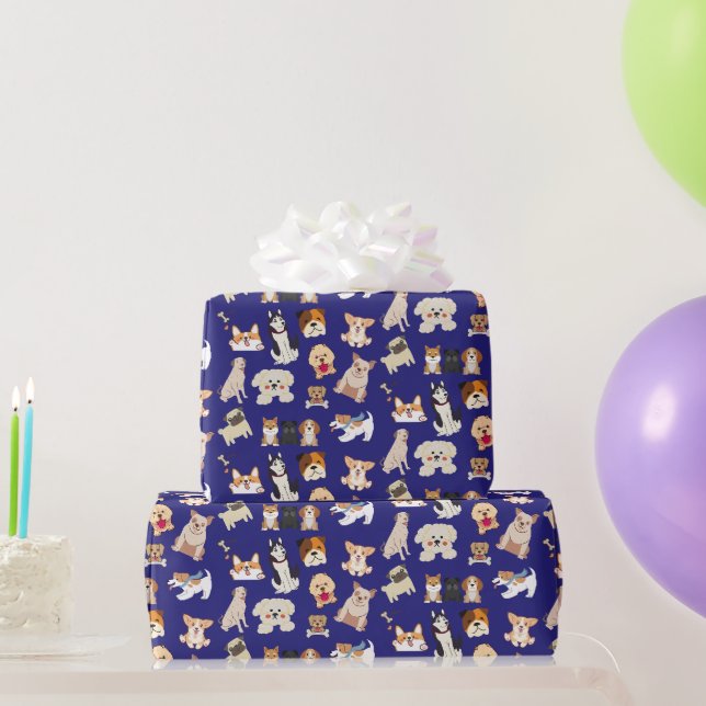 Papier Cadeau Papier d'enveloppement Motif pour chiens bleus ado (Cadeaux de fête)