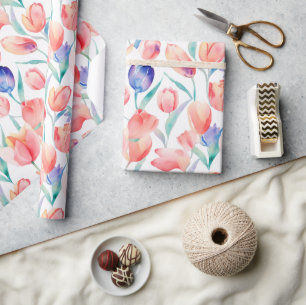 Papier Cadeau Papier d'enveloppement Motif pour tulipes d'aquare