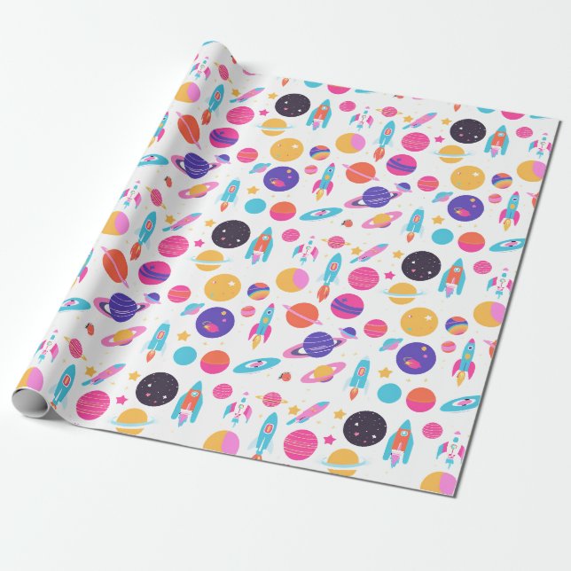 Papier Cadeau Papier d'enveloppement Motif spatial généré par IA (Déroulé)