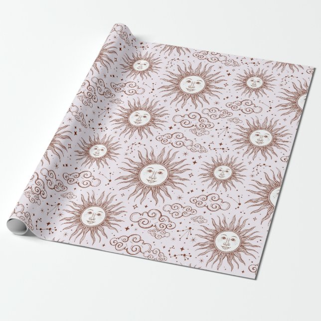 Papier Cadeau Papier d'enveloppement Motif Sun (Déroulé)