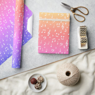 Papier Cadeau papier d'enveloppement musical blanc et pastel arc
