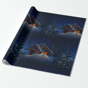 Papier Cadeau Papier d'enveloppement neigeux hivernal